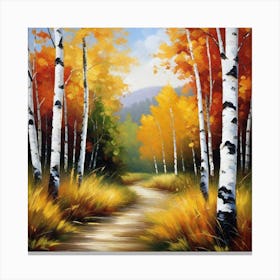 Birch Trees In Autumn 1 Canvas Print