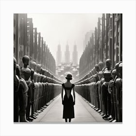 Girl In A City Canvas Print