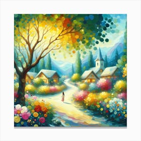 Village In Spring Canvas Print