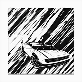 Black And White Drawing Of A Sports Car Canvas Print