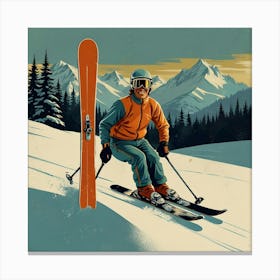 Default Retro Ski 3 Square Art 3 Canvas Print