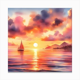 Sunset Sailboat Canvas Print