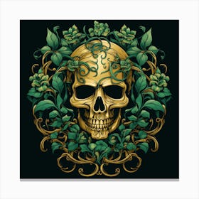 Skull With Ivy Canvas Print