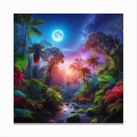 Tropical Forest At Night Canvas Print