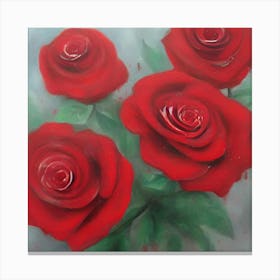 Four White Roses, painted Red Canvas Print