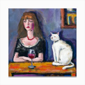 Wine and Cats 3 Canvas Print