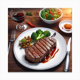 Steak On A Plate 13 Canvas Print