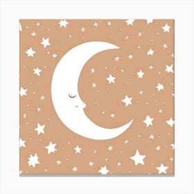 Moon and Starry Sky Baby Nursery Canvas Print