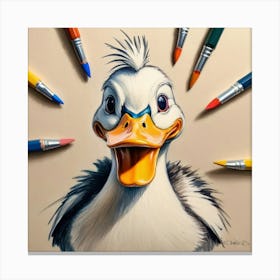 Duck With Colored Pencils 5 Canvas Print