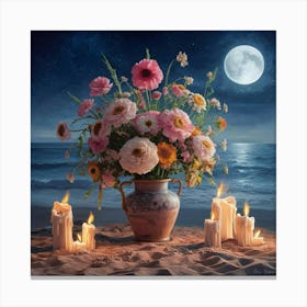 Night At The Beach Canvas Print