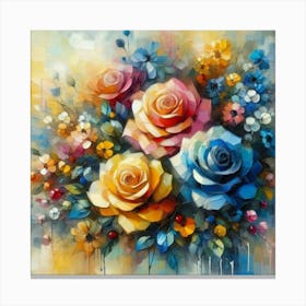 Colorful Roses oil painting abstract painting art 8 Canvas Print