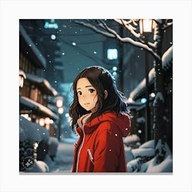 Anime Girl In Red Coat 1 Canvas Print