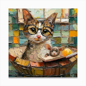 Cat In A Basket Canvas Print