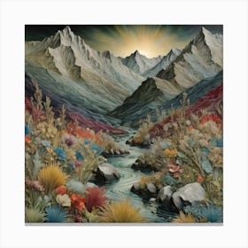 'River Valley' - Style of William Morris Canvas Print