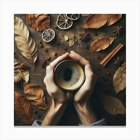 Coffee And Autumn Leaves Canvas Print