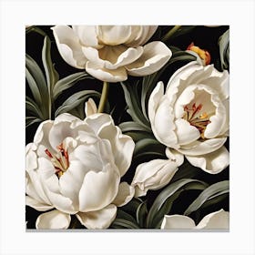 White Tulips Flowers Canvas Print