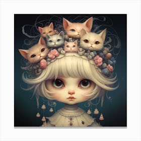 A Little Girl with Cats Canvas Print