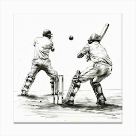 Cricket Players Playing Cricket Canvas Print