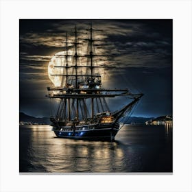 Sailing Ship Anchored In A Bay Canvas Print