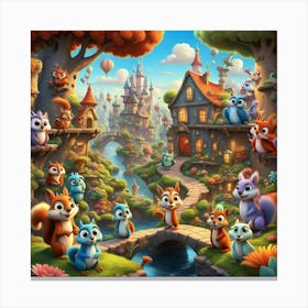 Squirrels In The Forest 2 Canvas Print