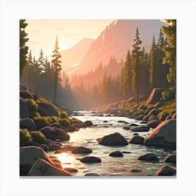 River In The Mountains Canvas Print