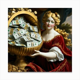 Lady With Money1 Canvas Print