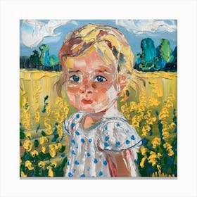 Little Girl In A Yellow Field Canvas Print