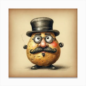 Potato With Mustache Canvas Print