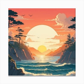 Sunset Over The Ocean Canvas Print