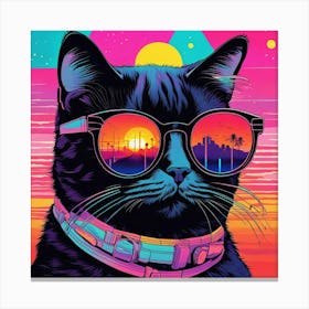 Cat With Sunglasses vaporwave Canvas Print