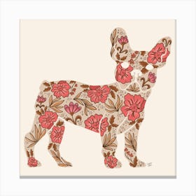 Pink Floral Frenchie Canvas Print
