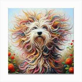 Dog With Colorful Hair 2 Canvas Print