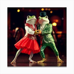 Firefly Frogs, Dancing, Tango, Female Frog, Male Frog, Argentine Restaurant, Matching Clothes, Livel (10) Canvas Print