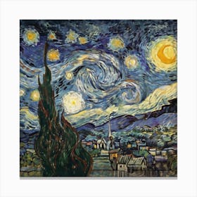 The Starry Night Vincent Van Gogh Art Print Pa(3) Canvas Print