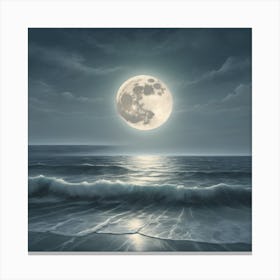 Full Moon Over The Ocean 1 Canvas Print