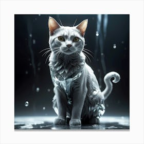 Cat In Water Canvas Print