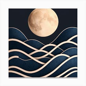 Moon And Waves 1 Canvas Print