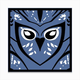 Chic Owl Black And Blue  Canvas Print