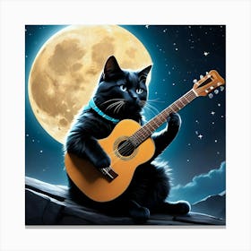 Cat Playing Guitar Canvas Print