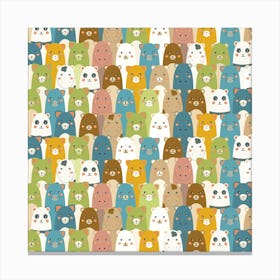 Pattern With Cartoon Animals 1 Canvas Print