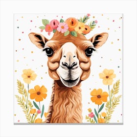 Floral Baby Camel Nursery Illustration (6) Canvas Print