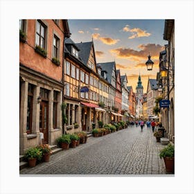 1 Historic European Town A Charming Photograph Of A Historic European Town With Cobblestone Streets 2 Canvas Print