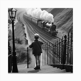Boy On A Train Canvas Print