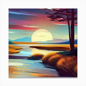 Sunset By The River 22 Canvas Print