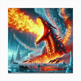 A Futuristic Sci Fi Depiction Of Ignis Rex Flaming Roar Canvas Print