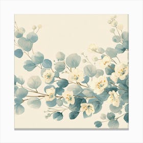 Watercolor Flowers On A Branch 1 Canvas Print