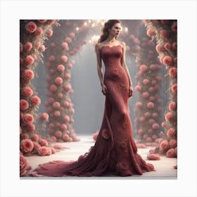 Woman In A Red Dress Canvas Print