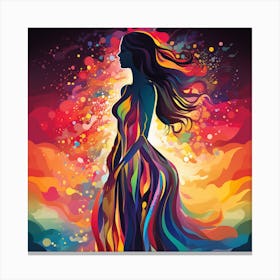 Colorful Woman In A Dress Canvas Print