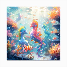 Seahorses Underwater Canvas Print