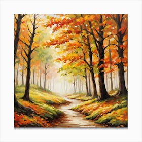 Forest In Autumn In Minimalist Style Square Composition 46 Canvas Print